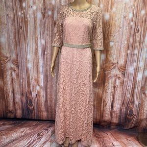 Sally Formal Rhinestone Trimmed Lace Gown‎